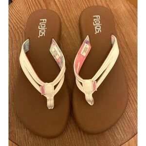 Flojos Womens Flip Flops Sandals White Thong Tie Dye Size 9